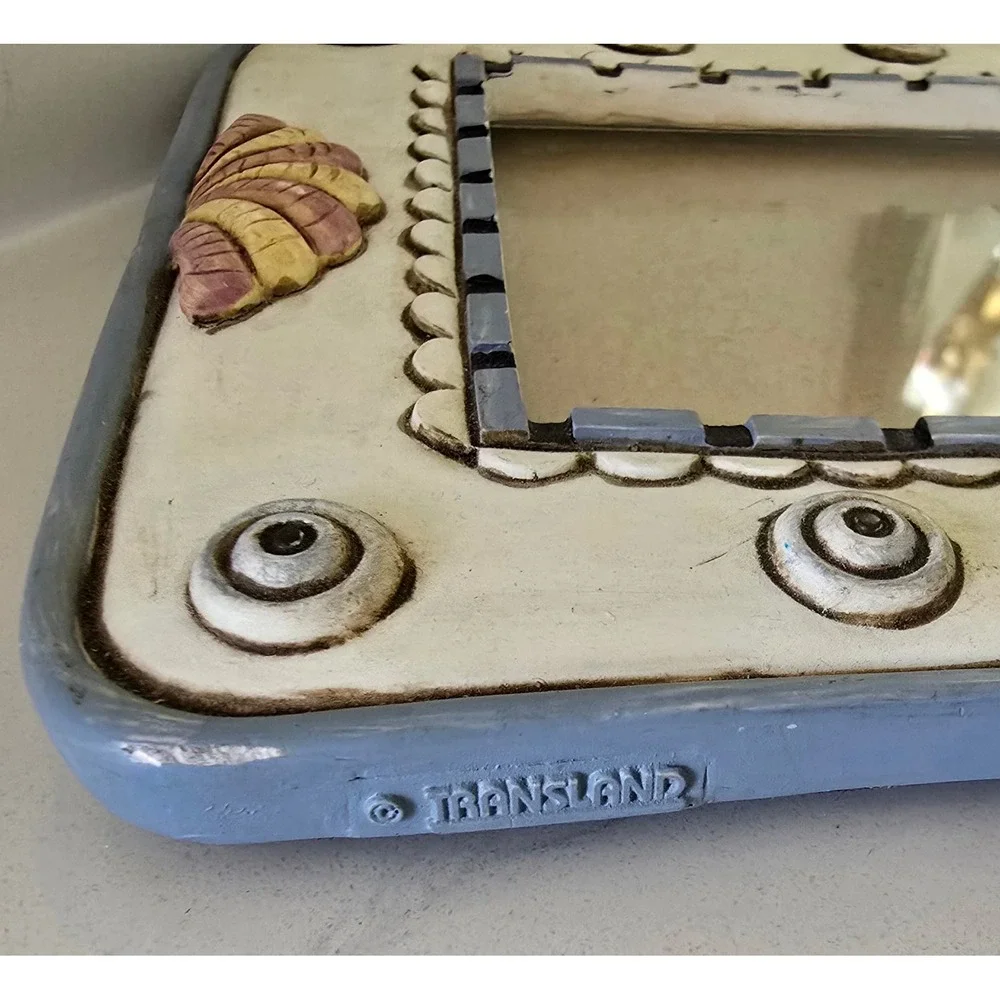 Transland‎ Vintage Folk Art Bird and Heart Resin Picture Frame Blue Cream 4x6